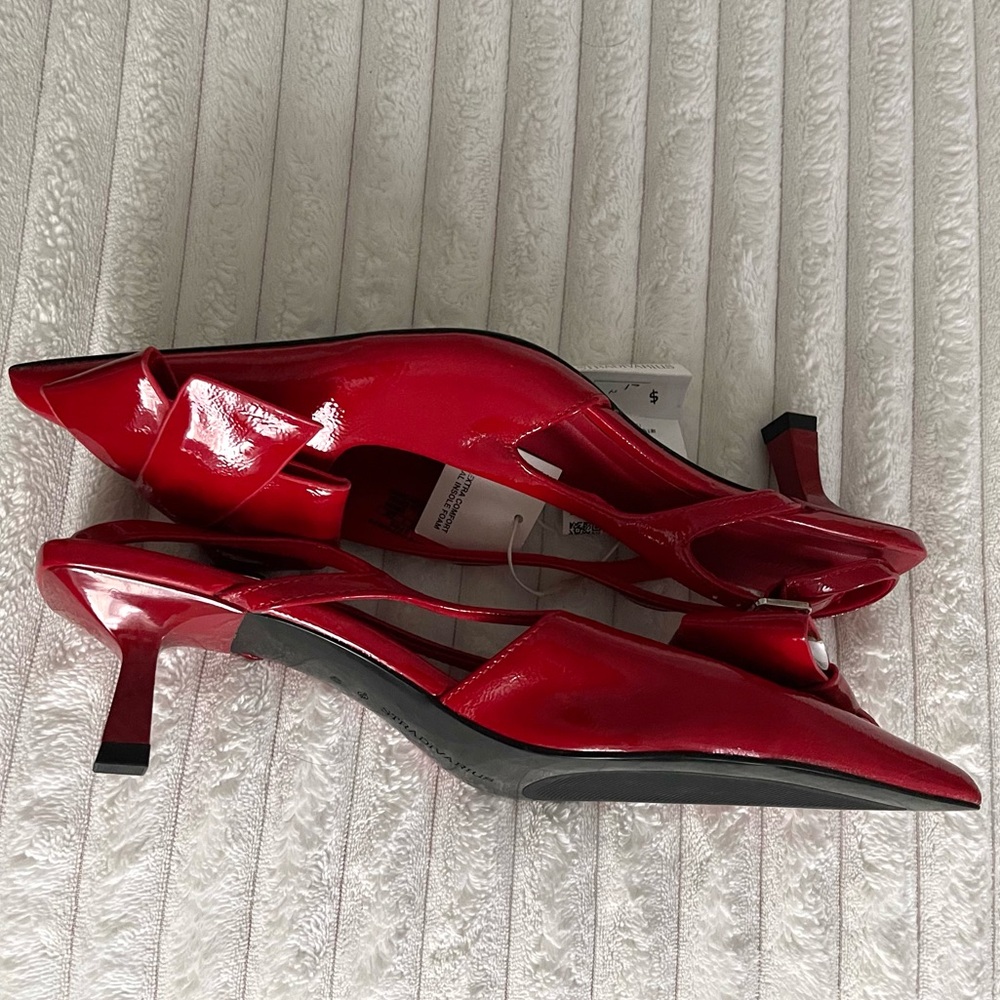 Stradivarius Slingback heels with fold detail in red - Picture 6 of 7